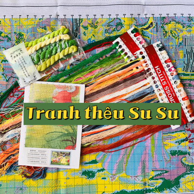 Tranh thêu kín Bạch tuyết và 7 chú lùn, kích thước 90 x 66 cm