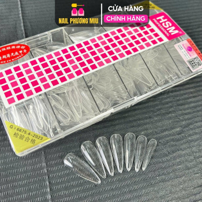 Móng Up Tay HSM VINIMAY Nhọn Trong Trơn (Không Nhám), Nhọn Trong Nhám, Nhọn Đục Cao Cấp Hộp 500 Móng Đủ Size Siêu Mỏng Dẻo Làm Nail giả dài