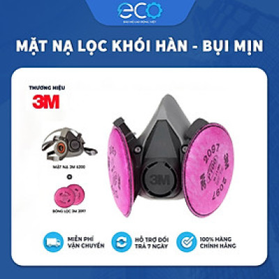 Bộ mặt nạ phòng độc 3M 6200 + Phin lọc 2097 chuyên chống khói hàn, hóa chất, lọc bụi mịn