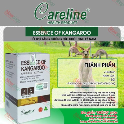 Viên uống tăng cường sinh lý nam Careline Essence Of Kangaroo 30000max giúp bổ thận tráng dương Hộp 60 viên
