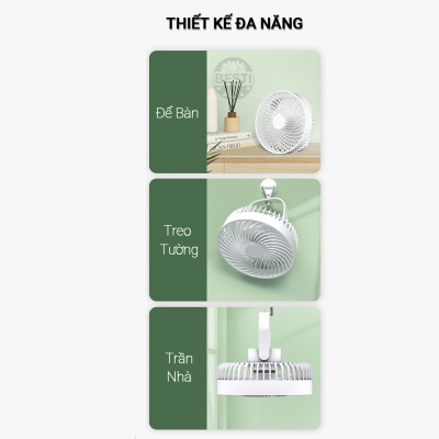Quạt Mini Để Bàn, Quạt Tích Điện Sạc USB Besti - Quạt Cầm Tay 3 Tốc Độ, Điều Chỉnh Hướng Gió Xoay 360 Độ, Kiểu Dáng Sang Trọng , Không Gây Ồn, Pin Sạc Dung Lượng Lớn - Hàng Chính Hãng
