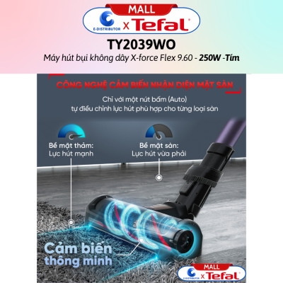 Máy hút bụi không dây X-force Flex 9.60 TY2039WO - Tím - Hàng Chính Hãng - - Công suất: 250W  - Đầu hút: 100AW  - Thời lượng pin: 45 phút