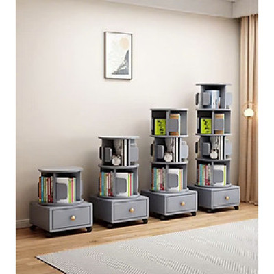 Kệ sách xoay có ngăn kéo Giá bán buôn Tủ sách gỗ nguyên khối