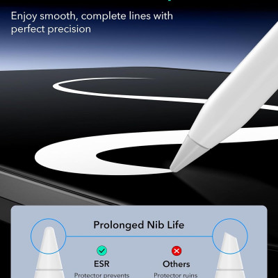 Miếng dán màn hình từ tính Viết và vẽ như trên giấy, có thể tháo rời và tái sử dụng, tương thích với kính cường lực cho iPad Pro 11 inch 2024 / iPad Pro 13 inch 2024 / iPad Air 6 11/13 inch 2024 ESR Paper-Feel Magnetic Screen Protector - Hàng Chính Hãng