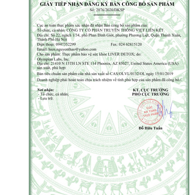 Viên Uống Giải Độc Gan, Mát Gan, Bổ Gan Liver Detox Olympian Labs Mỹ 60 Viên