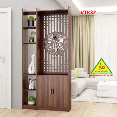 Tủ kệ trang trí kiêm vách ngăn phòng khách , nhà bếp VTK32 - Nội thất lắp ráp Viendong Adv