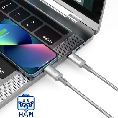 Cáp sạc Type-C to L 27W hàng chính hãng WiWU Maglink Wi-C083. Dây dù nylon siêu bền, truyền đẫn ổn định