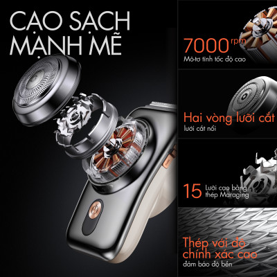 Máy cạo râu coocaa Stylist KKZX011 - Chuyên Gia Cạo Râu Mini , Cạo - Tỉa - Gương Trong Một, Chống Nước IPX7 (hai màu) - Hàng Chính Hãng