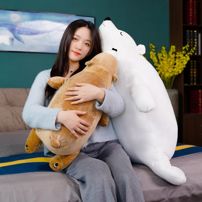 Gấu Bông Gấu Bắc Cực Ice Bear Nằm Dễ Thương Mềm Mịn Mẫu Mới (35cm--->65cm) Gối Ôm Gấu Bắc Cực Nằm Hàng Cao Cấp Vải Miniso 4 Chiều Co Giãn Êm Ái