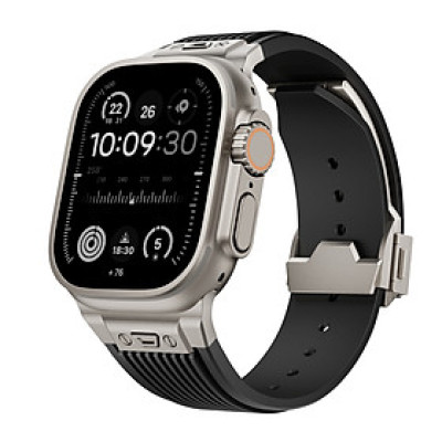 Dây Silicone Đầu Nối Kim Loại Hublot Style cho Apple Watch Ultra 1/2 & Apple Watch Series 4/5/6/7/8/9/SE/10 Size 44/45/46/49mm - Hàng Chính Hãng