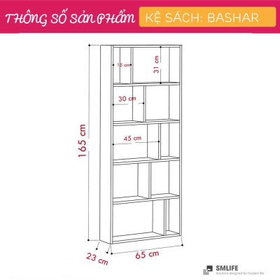 Giá sách gỗ công nghiệp nhỏ gọn SMLIFE Bashar