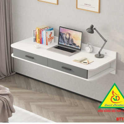 Bàn làm việc, bàn trang điểm treo tường bằng gỗ BTT402 - Nội thất lắp ráp Viễn Đông Adv 