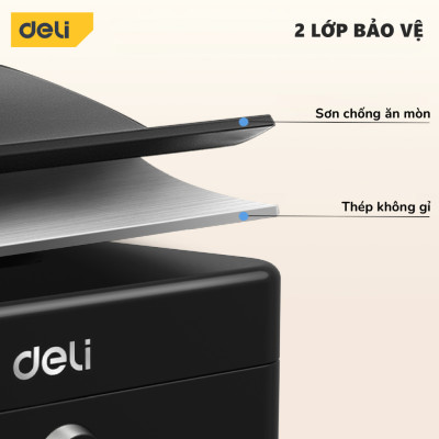 Hộp Đựng Tiền Kim Loại Deli Hộp Đựng Trang Sức Nhiều Ngăn Bảo Vệ Tài Sản Thiết Bị Nhà Cửa Văn Phòng Đại Lý Bán Hàng Chống Cháy Chống Gỉ 