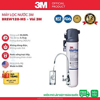 [SIÊU TỐC] Máy Lọc Nước 3M BREW120-MS | ICE140-S Uống Trực Tiếp Từ Vòi, Lắp Âm Tủ Bếp - Hàng Chính Hãng 3M, Nhập Khẩu Mỹ