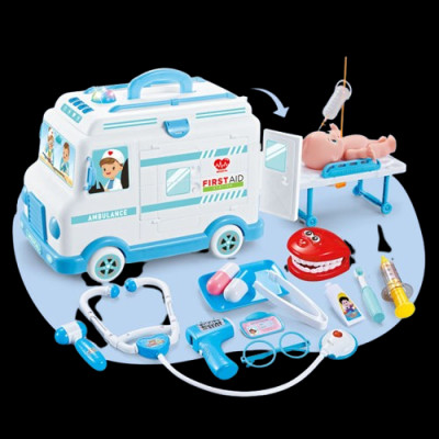 Nubie Đồ Chơi Bác Sĩ 30pcs Xe Cứu Thương Có Đèn, Nhạc Cho Bé Nhập Vai Mô Phỏng Thiết Bị Y Tế, Khám Bệnh