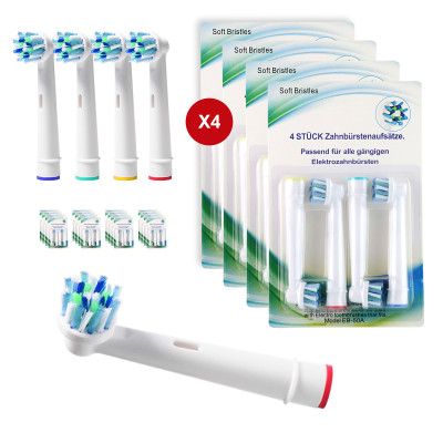 Cho máy Oral B Braun Cross Action EB-50A, Set Bộ 4 đầu bàn chải đánh răng điện đánh tan mảng bám