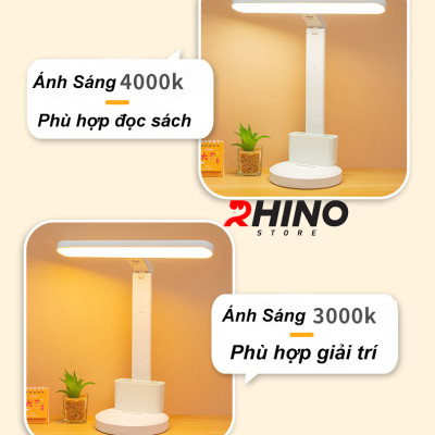 Đèn học LED 3 ánh sáng bảo vệ mắt chống cận cảm ứng Rhino L202, tích điện đa năng làm việc, để bàn học
