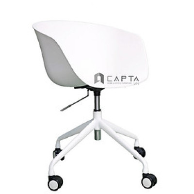 Ghế họp thân nhựa màu trắng chân nâng hạ AAC3-S Nội thất Capta Ghế học bài tại nhà thân nhựa PP màu trắng chân xoay nâng hạ có lưng tựa thấp AAC tại HCM
