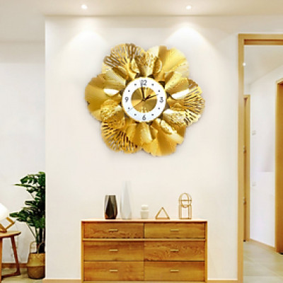 Đồng Hồ Trang Trí Treo Tường Trang Trí Decor Nghệ Thuật kim trôi hình hoa vàng DC226