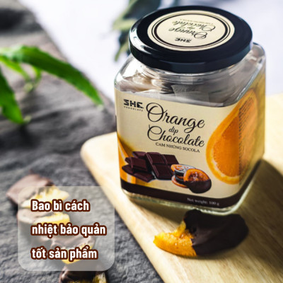 Cam nhúng socola - Hũ thủy tinh100g - SHE Chocolate - Bổ sung năng lượng, đa dạng vị giác. Quà tặng sức khỏe, quà tặng người thân, dịp lễ, thích hợp ăn vặt