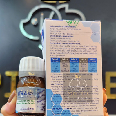 BOSSEN - ITRASOL Dạng Uống Hỗ Trợ Tri Nấm cho Mèo - Chai 30ml