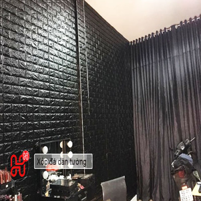Bộ 10 Tấm Xốp Dán Tường 3D Giả Gạch Đen 70cmx77cm