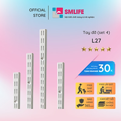 Bộ 4 Thanh Ray Tường Lỗ Đôi SMLIFE Railshelf H60 - Phụ Kiện Thành Phần Để Lắp Hệ Kệ Ray Tường Railshelf 