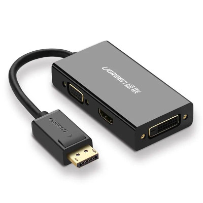 Ugreen UG20420DP110TK Màu Đen Bộ chuyển đổi DisplayPort sang HDMI + VGA + DVI Hỗ trợ phân giải 4K 2K - HÀNG CHÍNH HÃNG