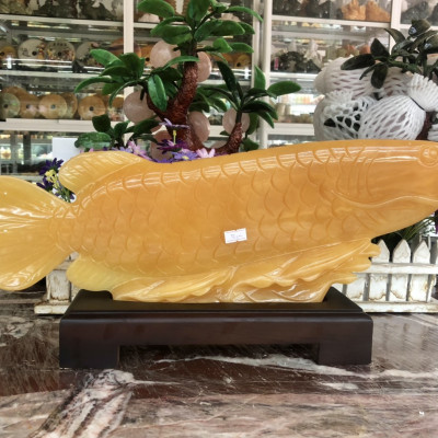 Tượng Cá Rồng phong thủy tài lộc đá Ngọc hoàng long - Dài 50 cm