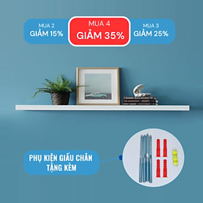 [Mua 3 giảm 25%] Kệ Treo Tường Màu Trắng Gỗ Chống Ẩm 25mm, Kết Cấu Chịu Lực Âm Tường Thương Hiệu SIB Decor KT005