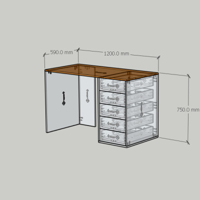 HAPPY FURNITURE , Bàn làm việc 5 ngăn kéo - SAFA , BAN_162 , 120cm x 59cm x 75cm DxRxC