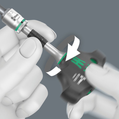 Tay vặn tuýp chữ T tự động khóa trái và phải Wera 05023460001 411 A RA với đầu vào tuýp 1/4"