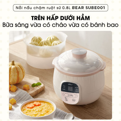 Nồi Nấu Chậm BEAR SUBE001 0,8L Phiên Bản Quốc Tế - Hàng Chính Hãng