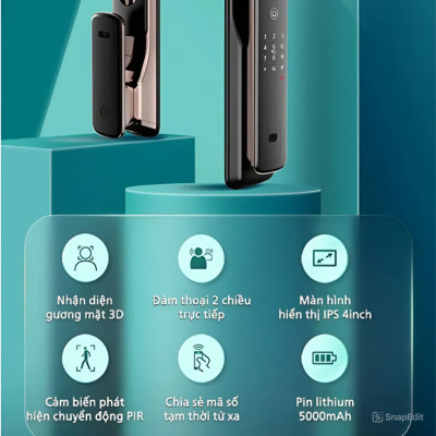 Bộ khóa cửa thông minh khuôn mặt 3D Face, vân tay, thẻ từ, mật khẩu và chìa cơ thương hiệu Philips DDL709-7HWS - Hàng chính hãng