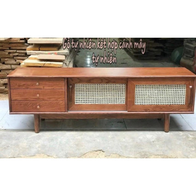 Kệ TV Kẹp Mây cánh trượt 1m8 gỗ Sồi Cao cấp