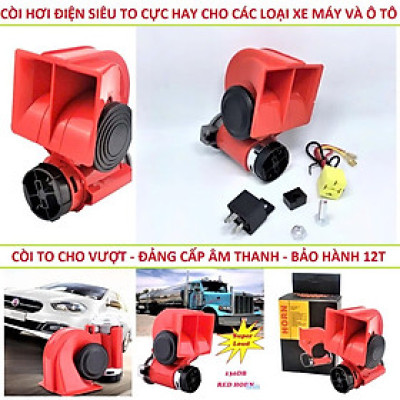 Bộ Còi Hơi Điện 12V Loại Tốt – Âm Siêu Lớn, Nhỏ Gọn, Kèm Rơ Le, Lắp Xe Máy & Ô Tô