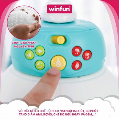 Đèn chiếu ru ngủ 3 chức năng, 2 chế độ nhạc và xoay tự động cho bé từ sơ sinh Winfun 72005
