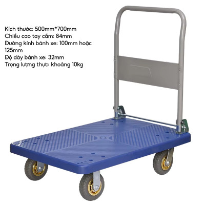 Xe đẩy hàng 4 bánh gấp gọn bánh chống ồn sàn kim loại bền bỉ