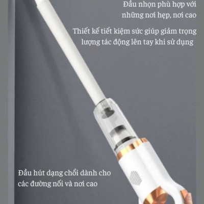 Máy Hút Bụi Cầm Tay Không Dây Công Suất 120W Wireless Vacuum Cleaner, Phù Hợp Để Trong Ô Tô, Văn Phòng, Phòng Ngủ Hút tóc, lông chó mèo, bụi bẩn - Hàng chính hãng