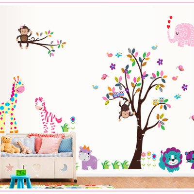 Decal Dán Tường Vui Cùng Khỉ Con DF5099 (Size lớn)