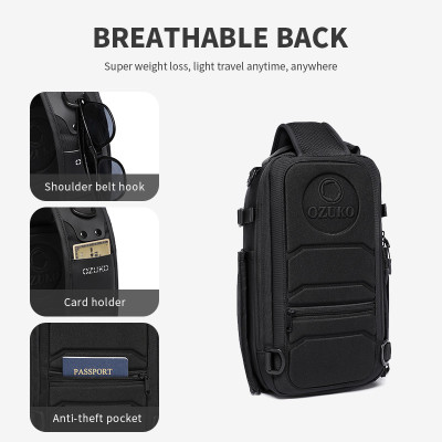 Túi đeo vai thời trang OZUKO Túi đeo chéo nhiều túi ngoài trời chống nước