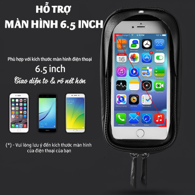 Hộp Túi Treo Khung Gắn Sườn Trước Xe Đạp Có Giá Đỡ Đựng Điện Thoại Màn Hình Cảm Ứng Dưới 6.5 Inch Chống Thấm Nước Mai Lee Cycling - Hàng Chính Hãng