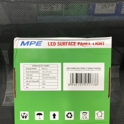 Đèn led panel ốp trần nổi tròn công suất 12W MPE (3 loại ánh sáng trắng-vàng-3 màu)