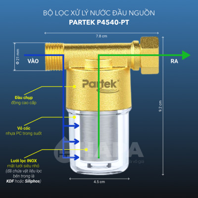 Bộ Tiền Xử Lý Nước PARTEK P4540-PT-S Siliphos Loại Bỏ Cặn Đá Vôi, Cặn Canxi, Độ Đục, Chống Bám Cặn... - Hàng Chính Hãng
