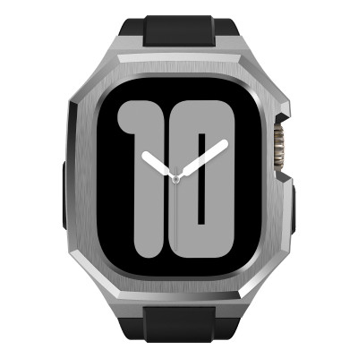 Ốp Case Vỏ Thép Không Gỉ bảo vệ tích hợp dây đeo Fluororubber cho Apple Watch Ultra / Apple Watch Ultra 2 49mm - Hàng Chính Hãng