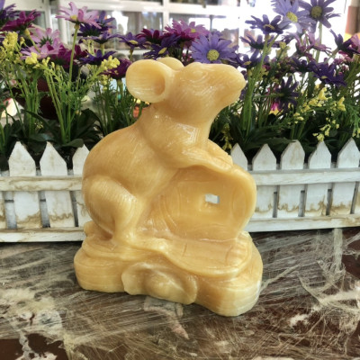 Tượng con Chuột giáp phong thủy đá ngọc hoàng long trang trí phòng khách, bàn làm việc - Cao 20 cm