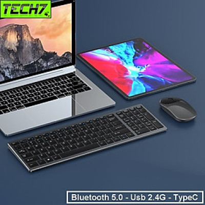 Bộ Bàn phím chuột không dây W619C - pin sạc TypeC - kết nối bluetooth 5.0 + Usb wireless 2.4g hàng nhập khẩu
