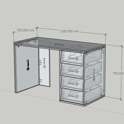 HAPPY FURNITURE , Bàn làm việc 4 ngăn kéo - CALYN , BAN_153 , 120cm x 55cm x 75cm DxRxC