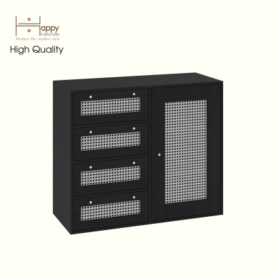 HAPPY FURNITURE , Tủ lưu trữ 4 ngăn kéo 1 cửa mở - MAY , TLT_060 , 110cm x 45cm x 93cm DxRxC