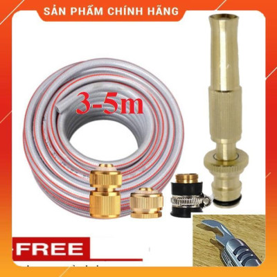 Bộ dây vòi xịt nước rửa xe, tưới cây , tăng áp 3 lần,loại 3m,5m 206587 đầu đồng,cút đồng+ mở chai 